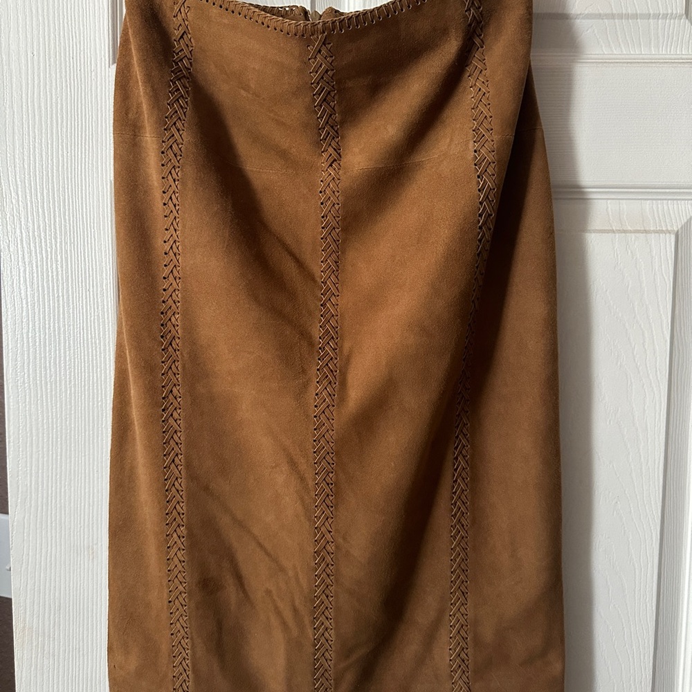 Doncaster Western Tan Genuine Suede Pencil Skirt